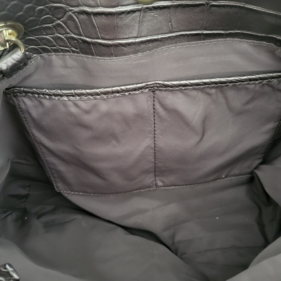 Liz Claiborne Metallic Taupe Gold Faux Alligator Embossed Shoulder Bag Purse - Picture 10 of 16